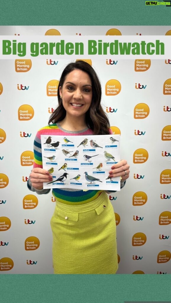 Laura Tobin Instagram - 🐦 It’s the big garden bird watch this weekend 🦅 Spend 1 hour outside spotting birds & record what you see. Get your free guide here https://www.rspb.org.uk/whats-happening/big-garden-birdwatch/submission @rspb @gmb