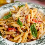 Laura Vitale Instagram - Pennette with ham (or prosciutto cotto) and mushrooms is a papa Sal staple we ate a lot throughout my life. It’s easy but oh so freaking delicious!! Full recipe on my site (oldie but a goodie) perfect for a lunch outside on this marvelous 78 degree sunny day ❤️