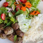 Laura Vitale Instagram - Such a fav dish! Comment MEATBALLS (no character after and re comment with an S if you already wrote meatball since there was a glitch!) and I’ll send you the recipe (trust me you don’t wanna miss it!!) perfect recipe to meal prep and if you’re on an fit journey like myself, these will be a staple because the meatballs and yogurt sauce pack a good amount of protein and the flavor is next level!! Bright and so freaking delicious!!!!