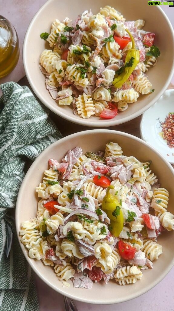 Laura Vitale Instagram - Buongiorno!! As the weather warms up, pasta salad will be a staple at all your bbqs and cookouts I’m sure! Last year this Italian hoagie (or grinder) pasta salad was such a hit and I’ll be making it for all our spring and summer events again this year! It’s just so good, easy and customizable (going on my Memorial Day menu!!) search for “grinder pasta salad) on my site (I’ll link it for you in stories too) and you’ll have the recipe! It’s so delish!