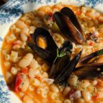 Laura Vitale Instagram - Now this is what I call the kind of food that soothes my soul! Pasta e fagioli with frutti di mare! Full recipe and video just went up on YouTube and pleaseeeeeee watch the last minute, you’ll love it and see a familiar face ❤️