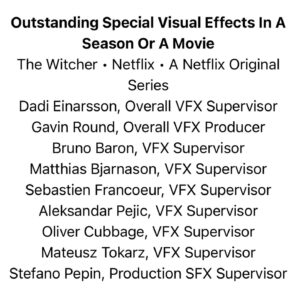Lauren Schmidt Hissrich Instagram - Congratulations to our costumes, effects, and stunts team for their amazing Emmy nominations!!!
