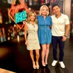 Lauren Ash Instagram - Had SO much fun on @accesshollywood today talking to @kithoover and @mariolopez! I’m going to request that every interview I do now provides me with Costco hot dogs and a beer! 😂 Makeup @aaronpaulbeauty Hair @guiniushair Dress @heartloom Shoes @stevemadden Earrings @shopsoko