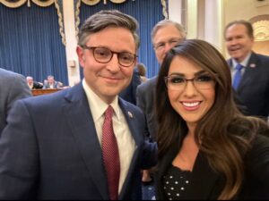 Lauren Boebert Instagram - Congratulations to Speaker Designee Mike Johnson! 

I believe Mike will finally unite our party by securing our borders, passing 12 individual appropriations bills, and holding the Biden Administration accountable. 

It's time to vote him in as Speaker and get back to work for the American people.