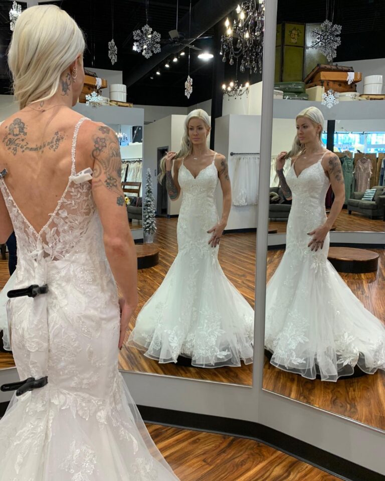 Lauren Williams Instagram - 8 days left until our wedding…… this was my #2 pick….. this dress had me trippin out so bad lol I knew the dress I ended up choosing was THE ONE, but this dress pulled on about 49% of my heartstrings 😅 Honestly I probably could have bought 5 wedding dresses that I tried on but….. I can’t wait for everyone to see the one I did end up choosing for our special day 🥰