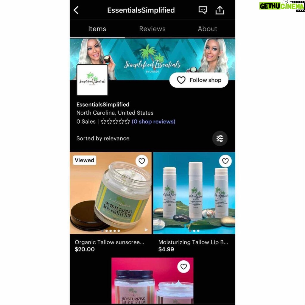 Lauren Williams Instagram - After months of work and perfecting recipes, my Etsy store is officially up and running! At Simplified Essentials, we offer Organic Grass-Fed Tallow skincare products, which are nourishing to the skin and completely non-toxic 🙌🏼 Products include Whipped Body Lotions (available in 2oz, 4oz and 8oz sizes), Skin Protecting Sunscreen and Lip Balms in assorted scents and sizes 😍 Visit my new store by searching EssentialsSimplified on @etsy and give it a try! 🌴☀️ Also check out my business Instagram at @essentialsbylauren