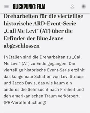 Lea van Acken Instagram - Yeah- finally I can tell you what we‘ve been cooking on over in Italy🫶🏻

„Call me Levi“ - the story behind our beloved jeans

Thanks to the whole team for this amazing time🤍
@lieblingsfilm_productions 
@violafilm 
Director: Neele Leana Vollmar

And the whole amazing cast- had the best time with you all
@antonvonlucke 
@amy.benkenstein #vincentredetzki 
@bardoboehlefeld 
@golo_euler 
@alessandro.schuster 
@hannes_wegener_ 
@lukas.rueppel 
#rolandkoch 
#bärbelschwarz 
#Berndhölscher