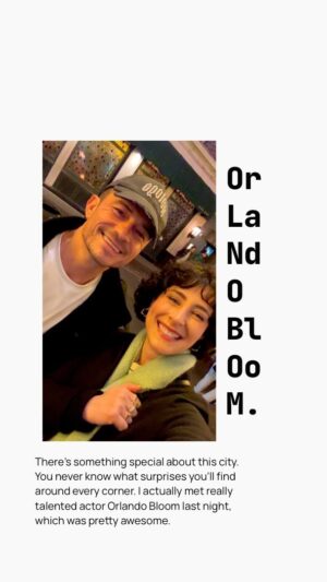 Lela Meburishvili Instagram - You never know what surprises you’ll find 
around a corner. I actually met really 
talented actor Orlando Bloom last night, 
which was pretty cool 😎  არ იცი ცხივრება რას გიმზადებს😜 ძალიან სასიამოვნო იყო , ნიჭიერ და საინტერესო მსახიობ, ორლანდო ბლუმთან შეხვედრა.