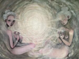 Léna Brauner Instagram - -Zdroj-
olej na plátně 
přibližná velikost 160x220 cm

Tento obraz jsem začala malovat 16.8. 2021 a dokončila ho 19.1. 2022.

Je to první obraz, který jsem začala malovat na Bali.

Je to první obraz malovaný po vážným úrazu pravé ruky z nehody na motorce.

Je to první obraz malovaný olejem.

Je to taky můj největší obraz malovaný na plátno.

A v neposlední řadě je asi nejzásadnější svým významem a hloubkou v osobní rovině.

Inu, klenot. 

Opět vám dávám nahlédnout do jeho různých poloh, které jsem fotila v různé časy, různých dní. 

Na poslední fotce, je žába, které bych touto formou chtěla poděkovat, jelikož se mnou byla jako patronka, která dohlížela přibližně pět týdnů až do jeho dokončení a v den, kdy zaschnul svrchní matný lak, odešla jelikož její práce byla završena. Celých pět týdnů se mnou žila v ateliéru a odcházela maximálně na 10h, co několik dní. Vždy si sedla nad levý horní roh obrazu (z jejího pohledu nad pravý). Dveře měla vždy otevřené. 

Malovat tento obraz, byl magický zážitek a já moc děkuji za to, že jsem mohla být součástí tvorby. Děkuji mým průvodcům, děkuji prostoru a děkuji tobě, drahá H. 

Ach.