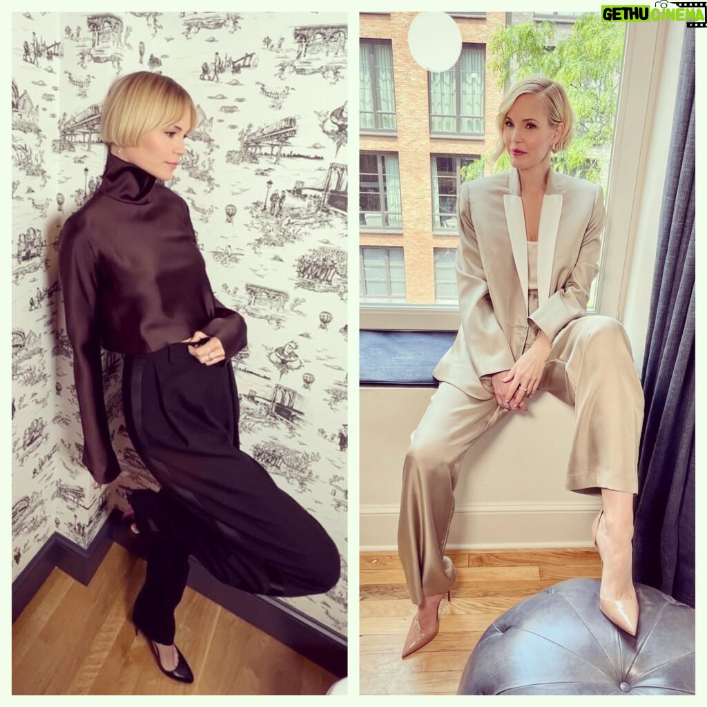Leslie Bibb Instagram - leanin' back and throwin' some shade(s)...of brown...pressin' on for @aboutmyfather...forgive me if my answers are startin' to sound nonsensical...my brain is turnin' into spaghettios but i am feelin' the fashion @jeanannwilliams is servin'... #AboutMyFather opens tomorrow May 26 in theaters...