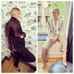 Leslie Bibb Instagram - leanin' back and throwin' some shade(s)...of brown...pressin' on for @aboutmyfather...forgive me if my answers are startin' to sound nonsensical...my brain is turnin' into spaghettios but i am feelin' the fashion @jeanannwilliams is servin'... #AboutMyFather opens tomorrow May 26 in theaters...