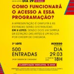 Letrux Instagram – A carioca @leticialetrux estreia na Gare na sexta, 29, com o show “Letrux como Mulher Girafa”. 

Atenção! O acesso será por meio da campanha Ingresso Solidário. Serão distribuídos 1.500 ingressos gratuitos pela plataforma Sympla  e outras 500 pessoas poderão entrar no dia por ordem de chegada. Para validar sua entrada, não esqueça de trazer 1 kg de alimento não perecível (exceto sal). As doações serão feitas para o programa do @governodoceara “Ceará Sem Fome”, que leva comida à mesa de cearenses em situação de extrema pobreza.

Os ingressos antecipados serão disponibilizados em dois lotes de 750 unidades: o primeiro, no dia 21.03 (quinta-feira), a partir das 11h; e o segundo, no dia 26.03 (terça-feira), também a partir das 11h. Somente 01 por CPF. Quando estiver liberado, eu publico o link nos stories, tá?

Fique de olho que, aos poucos, vou soltar a programação completa por aqui. 

Há dois anos a gente combina 🤍

#pratodomundover
Descrição em texto alternativo.

〰 A Estação das Artes é um equipamento da Secretaria da Cultura do Estado do Ceará, gerido em parceria com o Instituto Mirante.

#EstacaodasArtes #SecultCE #GovernodoCeará #InstitutoMirante #agentecombina