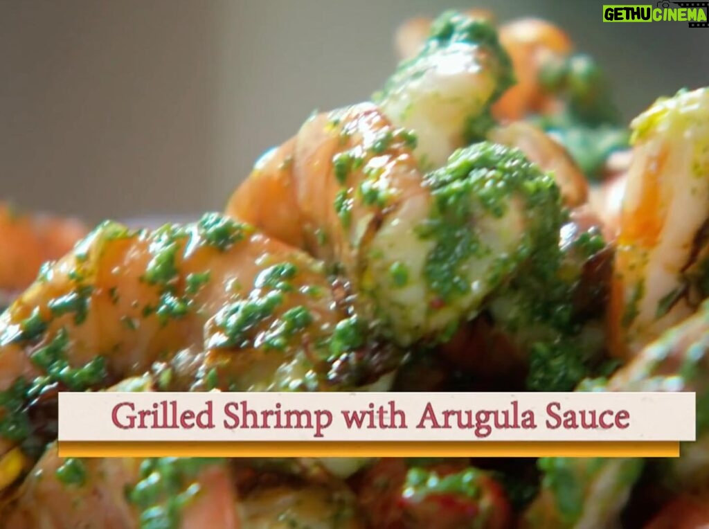 Lidia Bastianich Instagram - This fresh, springtime dish featuring grilled shrimp and arugula sauce is an all-time favorite of mine - simple, easy to make and brightly delicious, perfect for the weekend. Buon Gusto! Video and recipe link in my bio. #LidiasRecipes #LidiasItaly #LidiasKitchen #LidiaBastianich #ItalianFood #25YearsofLidia #FromLidiasTableToYours #LidiasSoundtrack