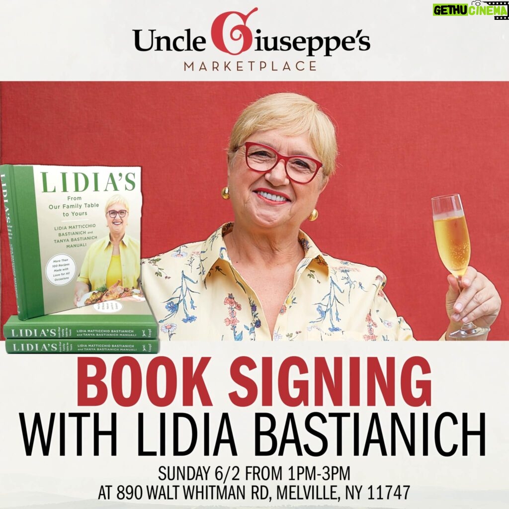 Lidia Bastianich Instagram - Looking forward to my visit at Uncle Giuseppe's Marketplace in Melville. Hope to see you there! #WheresLidia #LidiasItaly #LidiasKitchen #LidiaBastianich #ItalianFood #fromlidiastabletoyour @unclegiuseppesmarketplace