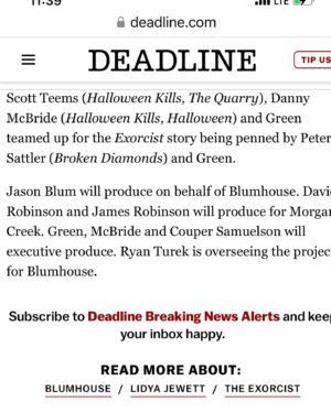 Lidya Jewett Instagram - so so so so SOOOO excited to finally announce my part in this amazing sequel to the iconic classic film. I cannot wait for you all to see this phenomenal project made with phenomenal people. #blumhouse #morgancreek #roughhousepictures #universal #theexorcist2023 #theexorcist1973