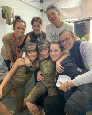 Lilly Aspell Instagram - Missing this amazing team ! From singing the avacado song to playing Dobble in between takes on WW84 I miss you all so much @nataliejmakeup @kikimartinhair @fizzlewizz Alex and Aimee B #teamlilsgirls
