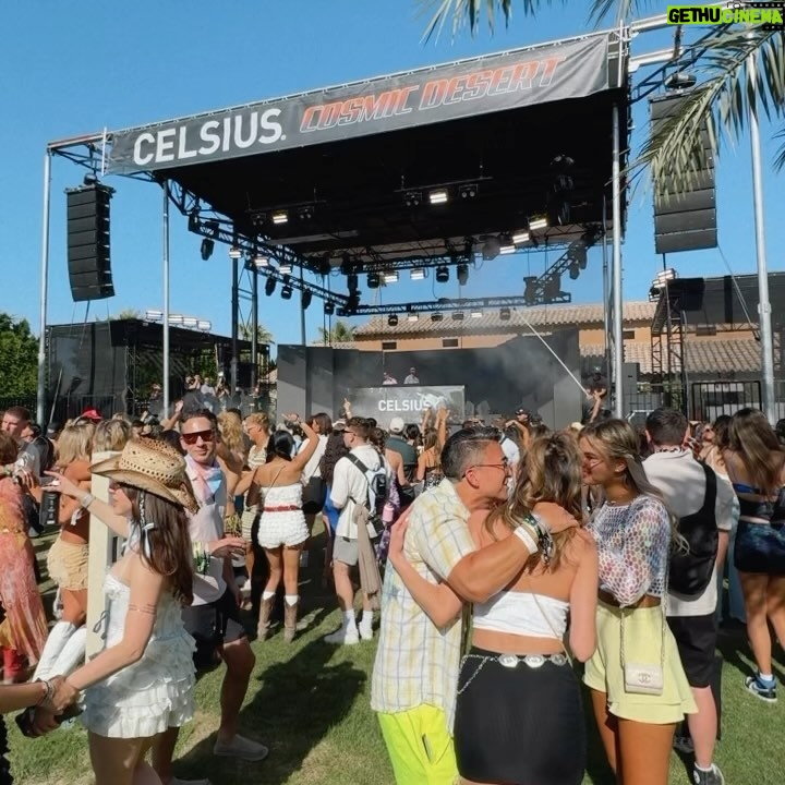 Lily Brooks O'Briant Instagram - Cosmic Desert 🪐✨🌵 • Missing Coachella weekend rn. Thank you so much @celsiusofficial & @cldstyle for inviting me to your Cosmic Celcius party last weekend! • Thank you so much @hellomolly for this beautiful dress 🩷 • • #coachella #celsius #cosmic #desert #hellomolly #fashion #festivalseason #festivalfashion