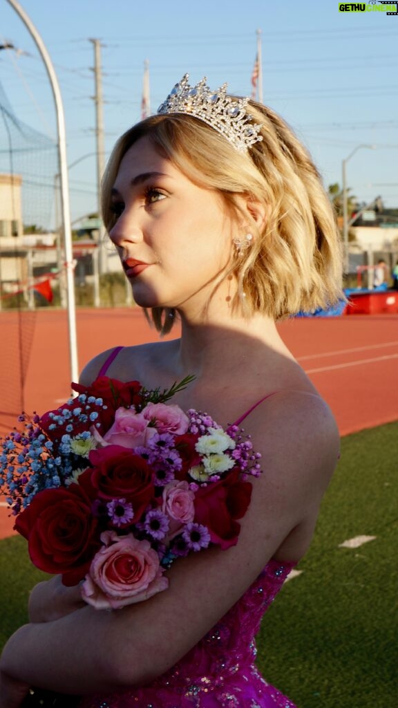 Lily Brooks O'Briant Instagram - When your sister comes in clutch & helps sneak you onto the football field at her HS for a photo shoot 🤫 • Thank you so much @prompartyshop for letting me use these beautiful dresses for the shoot! & a huge thank you to @ja.photographic & @lo.photographic for these incredible photos! 💐✨ • • #singer #newsong #newartist #newmusic #seventeen #17 #singersongwriter #music #musician