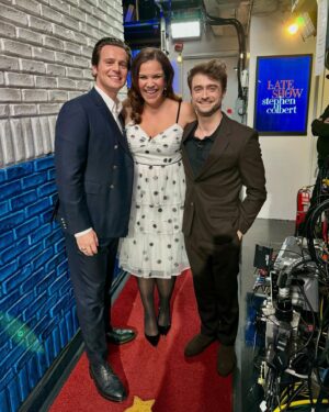Lindsay Mendez Instagram - From Broadway to #Colbert, we’re merrily rolling into the night with the cast of @merrilyonbway!