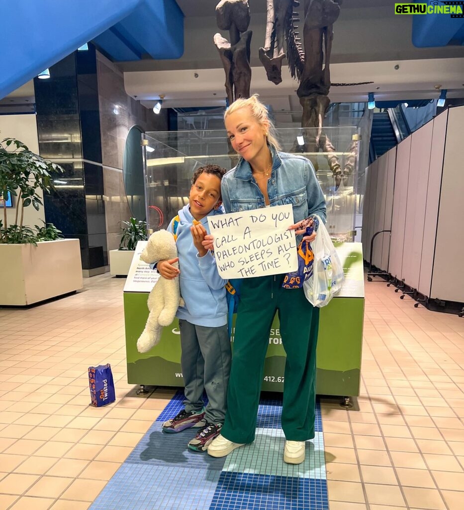 Lindsay Czarniak Instagram - Can you tell which airport we were flying into? One of our faves for sure. Love a life size T. Rex! Our resident paleontologist never gets tired of this #JOTD #jokes #laugh #dinosaurs #airport