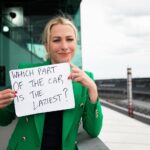 Lindsay Czarniak Instagram - I loved talking with Indy500 rookie and @NASCAR driver Kyle Larson ahead of his indy500 debut. He is on top in NASCAR and has wowed the competition here prepping for his first #Indy500. Excited to share the conversation soon and also to share this joke with one of the greatest to drive a racecar :)Also swipe to see my friend Chris's amazing camerawork. Thx @christaylortv ! #JOTD #jokes #laugh #indy500 #racecar