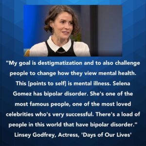 Linsey Godfrey Instagram - I’m so grateful to @lifestylemagtv for having me on to discuss mental health issues and my goal to destigmatize mental health issues and change the conversation around it and how we view sufferers. 
Truthfully, to be completely transparent, I feel like I’m still figuring out how to talk about about this subject. I honestly do get so nervous talking to other people in general. I truly do suffer from sever anxiety/social anxiety and if you watch the interview you’ll see me wringing my hands throughout it which is always a tell for me when I’m anxious. I’m still learning when it comes to navigate these things.

I feel like I want to give a big thank you to @selenagomez since I mention her in the interview, for sharing her diagnosis. It was her bravery that gave me the courage to speak about mine. I’m endlessly grateful to everyone in the public eye who comes forward with their mental health issues. It helps so much knowing you’re not alone and seeing people who suffer with these things go on to be successful people and who are still navigate their disorders while maintaining that level of success. Professionally and personally. 

If anyone reading this and is relieved to know they aren’t alone then I’ve done my job. If you are suffering silently right now I want you know, you’re not alone. I’m here.

I usually don’t share photos of my daughter so I can keep her privacy but these photos of her and ones with my manager/sister/mama  Selena ( @soulla8 ) were too good not to share. I’ really enjoy public speaking and I truly hope I get to do more of it to share my experiences.

If you or anyone you love are struggling please reach out for help. 

Please head over to @lifestylemagtv to watch the full interview or click the link in my story.

Thank you 💚
Lins

Repost from @lifestylemagtv
•
'Days of Our Lives' Linsey Godfrey talks about mental Illness... THIS WEEK on Lifestyle Magazine.

#linseygodfrey #daysofourlives #mentalhealth #bipolar #borderpolar #borderlinepersonalitydisorder