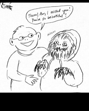 Lisa Hanawalt Instagram - Going feral! This might be my last one today because I gotta go finish this big messy painting! #hourlycomicday #hourlycomicsday #hiss