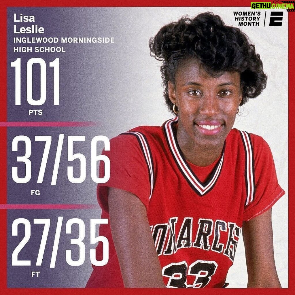 Lisa Leslie Instagram - Never forget when @lisaleslie once dropped 101 points in the FIRST HALF of her high school game. INCREDIBLE 😳 #ThatsaW