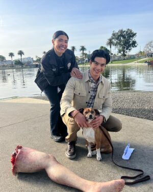 Lisseth Chavez Instagram - Anddddddd Kids that’s how I met SCOTT😆….watch how he swept me off my feet, putting his best foot forward 🦵🏼—— Sometimes you just gotta put your foot down and go for it.  #dadjokes 
#celinaMeetsScott #therookie #celinaJuarez