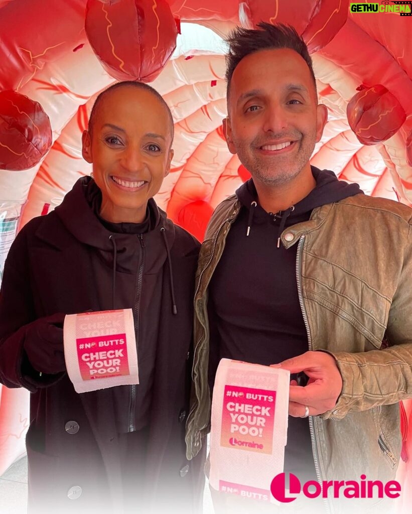 Lorraine Kelly Instagram - We are live in Hull with @doctoramirkhan and @adeleroberts who are spending the morning walking us through a giant inflatable bowel to learn more about #bowelcancer 💩 Almost 43,000 people are diagnosed with bowel cancer each year in the UK and more than 16,500 people die from the disease making it the UK’s second biggest cancer killer. That’s why #NoButts, our bowel cancer awareness campaign is back for the fourth year and we just need you to do one thing… #CheckYourPoo 💩