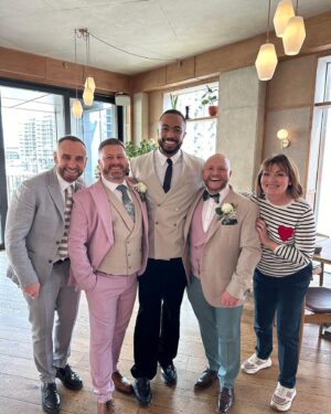 Lorraine Kelly Instagram - Love this pic after the wedding yesterday! I am happy to report our grooms partied into the wee small hours!!