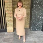 Lorraine Kelly Instagram - Todays look cardigan @zara and skirt @karen_millen - so glad I behaved myself last night! Thanks @bronaghwebster @helenhandmakeup