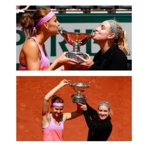 Lucie Šafářová Instagram - 👑 11 společných WTA titulů z toho 5 na grandslamech. 👀 Připomeňte si největší úspěchy @lucie.safarova s @matteksands. 🎾👇

🏆 Australian Open 2015
🏆 Roland Garros 2015
🏆 US Open 2016
🥈 Finále turnaje mistryň 2016
🏆 Australian Open 2017
🏆 Roland Garros 2017

Které vítězství  #TeamBucie vám utkvělo v paměti nejvíc? 💌 

#livesportpragueopen #wta #prague #tennis