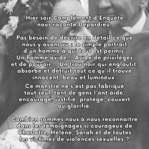 Lucie Lucas Instagram - Mon cœur n'a jamais été aussi relié à toutes les âmes victimes de sexisme, de violences sexuelles, de viol, d'inceste... Je vous envoie tout ce que j'ai de tendresse et d'amour. Reconnaissance infinie et pluie de paillettes sur celles et ceux qui dénoncent, qui disent non, qui empêchent, qui portent plainte, qui enquêtent, qui témoignent et qui manifestent… Toutes celles et ceux qui prennent soin, écoutent, rafistolent, donnent la main, se renseignent, sensibilisent et luttent pour que le monde change. 
Vous êtes si beaux et si précieux et puissants à la fois✨️🙏🤍🤍🤍🤍🤍

📸 photo de @loupdenis.elion

@__charlottearnould__ @angellinabrooks @andrea_bescond @noustoutesorg @fondationdesfemmes @lamaisondesfemmes93 @i.n.c.e.s.t.i.c.i.d.e_fr @aludv @noemie.de.lattre @ladeferlanterevue @simonemediafr @jointhesorority @period.studio @les_glorieuses @lesathenien.nes @sofia_sept7 @preparez_vous_pour_la_bagarre @ovairestherainbow @iamflorenceporcel @annatoumazoff @fraiches @mecreantes @osez_le_feminisme