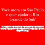 Luna Di Instagram – 🚨🚨🚨 Vc de São Paulo que puder fazer doações de itens de higiene pessoal, roupas íntimas, shampoo, condicionador, desodorante, agasalhos, e cestas básicas por favor!! Façam suas doações🌹 

No post mostra alguns pontos em que estão recolhendo.🙏🏻