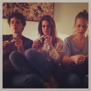 Lyndsy Fonseca Instagram - RANDOM PHOTO DUMP of pics that make me so happy!! 1) BTS of Nikita 2) knitting in Toronto with my pals I LOVE @douglasthesmithest and @nadineveline 3) costume party with @noahthebean and the loveliest @lyndiegreenwood 4) Broadway #nyc night with @joysuprano 5) bts photo shoot for GQ 6) hanging with my pal @nathanfillion who always makes me laugh. 7) my first BF @ravivullman who’s the best- with my baby sis @hannahleighofficial 8) party with gals @monicaraymund86 and @joysuprano 9) bts on Nikita with @noahthebean and aaron Stanford  10) bts with my bro forever @theshanewest