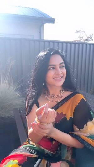 Madhumitha Instagram - Draped in stories #wanaka #newzealand #rainbow #saree #sareelove #sareefashion #sareelover