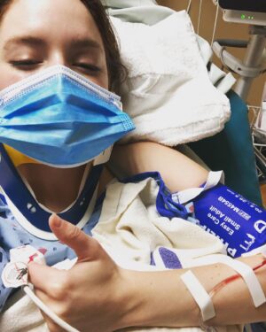 Madison Davenport Instagram - Unfortunately...on the 3rd day. someone ran into me while I was snowboarding. Got whiplash, a concussion and some bruised ribs. I’m doing okay just really sore. 
Thank you to the @mammothmountain ski patrol responders who got me off the mountain(even though I don’t remember anything) and #thankyoumedicalprofessionals at @mammoth_hospital #nursesrock