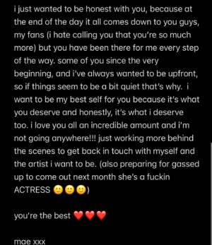 Mae Muller Instagram - SWIPE N READ <3 FROM ME TO U <3

 ILY THANK U