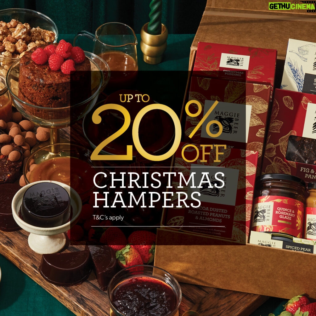 Maggie Beer Instagram - Make it a Maggie Christmas with a stunning gourmet gift hamper from Maggie Beer. For a limited time, enjoy up to 20% off select Christmas hampers; shop now via the link in our bio to discover the perfect present for a loved one. Join the Maggie Beer Food Club to receive free shipping on orders over $80! *T&C's apply