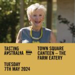 Maggie Beer Instagram – Come together and celebrate a love of delicious food by joining us at @tastingaustralia in 2024. One of Australia’s longest-running eating and drinking festivals is back again next year from 3–12 May across Adelaide and regional @southaustralia. 
 
Find us in the Town Square Canteen for The Farm Eatery – visit @tastingaustralia to secure your tickets and enjoy some beautiful South Australian cuisine.