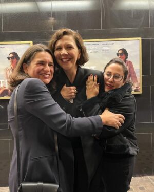 Maggie Gyllenhaal Instagram - My fearless producers! Keeping me warm in London @thelostdaughterfilm @netflixfilm #taliakleinhendler #osnathandelsmankeren