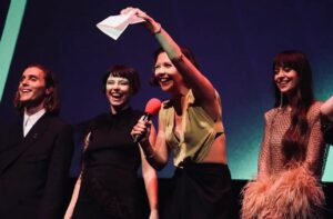 Maggie Gyllenhaal Instagram - Look how much fun we were having….introducing @thelostdaughterfilm at @londonfilmfestival Seeing some of my crew for the first time in a year @netflixfilm