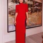 Maggie Gyllenhaal Instagram - Thank you @monotofficial for this beautiful dress and a lovely dinner in London. And thank you @111skin for the wonderful facial.