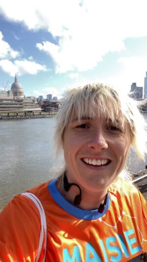 Maisie Adam Instagram - Well here we bloody go! 
Running for the incredible @franks_fund in memory of Frank Ashton 🧡 anything you can donate is hugely appreciated, link in bio - see you in the other side!! #LondonMarathon