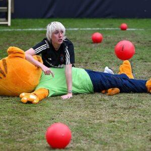 Maisie Adam Instagram - Attempted to lead the inaugural @socceraid Eurocamp Games yesterday and it quickly descended into pure chaos, due largely to my total lack of authority on the pitch (and a total lack of respect from my footballing colleagues thank you very much!!) 
England might have nabbed that win, but that’s all they’re getting. Game on. Tune into itv tonight at 6pm to watch the World XI go for our 6th successive victory!