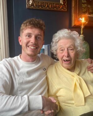 Maisie Adam Instagram - My brilliant Nanna passed away on Saturday, exactly one month after our last shared birthday. 
I absolutely adored her. She was a truly phenomenal woman with an incredibly witty sense of humour, an impeccable style and love of bold colours, and she had the kindest heart I’ve ever known. 

Whoever you were, she would instinctively hold your hand within 5 seconds of you sitting down with her. When she held your hand she would always comment on how cold they were before following that with a smile and “You know what they say about people with cold hands? Cold hands, warm heart”. 

She was one of those people who did life exactly how you’re meant to do it. Fully, with a sense of humour, fierce determination, and a flat-out refusal to be told she couldn’t do something.

She was my Nanna, but to be honest she was a best mate as well. She gave me so much over the years; endless advice, life motto’s, jokes, tips, and catchphrases which I’ll pass on to my grandchildren one day. 
She taught me how to tell the time. 
She told me to never bother with people who are unkind. Ever.
She let me use her landline to vote for One Direction to win X Factor because “they seem like nice boys”.
She was just the best.

To spend a minute with this woman was a hoot, so to have had thirty years with her as my Nanna was the treat of a lifetime.

I’ll miss her so much, but every time I hold someone’s cold hands I’ll think of the woman with the warmest heart. 
Dorothy Adam 24.01.1930 - 24.02.2024 ❤️

1. Newby Hall miniature railway being graced with her presence
2. seriously considering adopting this lamb that came in to visit her Care Home 
3. She would constantly try on Mike’s glasses which resulted in a bit of a Barry Cryer aesthetic
4. when I took this photo of her and my brother and she decided to shake his hand, resulting in it looking like an announcement of a League Two player signing a loan deal for the rest of the season
5. post-Panto, seconds away from saying “Cold Hands Warm Heart” to me. 
6. Seconds away from saying “Cold Hands, Warm Heart” to Mike. 
7. Christmas dinner 
8. The original inspiration for the album art of Lady Gaga’s ‘Joanne’
9. Birthday Queens 👯‍♀️
10. ❤️
