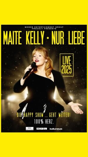 Maite Kelly Instagram - .
NUR LIEBE
DIE HAPPY-SHOW … GEHT WEITER!

100% HERZ.
HITS, HITS, HITS - UND NEUE HITS.

Mehr Infos   Tickets:
maitekelly.myticket.de

30.01.2025 Erfurt • Messehalle
31.01.2025 Stuttgart • Porsche Arena
07.02.2025 Rostock • Stadthalle
08.02.2025 Magdeburg • GETEC Arena
09.02.2025 Köln • LANXESSarena
13.02.2025 Hamburg • Barclays Arena
14.02.2025 Hannover • Swiss Life Hall
15.02.2025 Freiburg • Sick Arena
20.02.2025 Berlin • Mercedes-Benz-Arena
21.02.2025 Chemnitz • Stadthalle
22.02.2025 Regensburg • Donau-Arena
04.03.2025 Zürich • The Hall
05.03.2025 Mannheim • SAP Arena
07.03.2025 Leipzig • Quarterback Immobilien Arena
08.03.2025 Bielefeld • Seidensticker Halle
09.03.2025 Dortmund • Westfalenhalle

#ichwarteaufeuch
#diehappyshowgehtweiter
#happitainment

DIE 4 EXKLUSIVEN PIANO-KONZERTE!
24.03.24 Berlin • Theater des Westens
26.03.24 Düsseldorf • Tonhalle
27.03.24 Bremen • Metropol Theater
28.03.24 Münster • Congress Saal