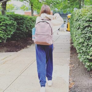 Majandra Delfino Instagram - Clothes chosen for comfort, my back pack for cushion, and shoes that wont require a change for any potential gym related visits - but still having so much fun putting it together. Her biggest goal being hanging with her best friends and living up to their love of hard work and learning. I didn’t actively try to keep her authentic and earnest, or in awe of the stouthearted. She’s that way so far despite having two dick head parents. TBH the absence of a first day blow-out or girl gang uniform weaponized for dominance was something I never expected. Truly thought I’d have daughters that were absolute c*nts. Instead, I got 11 years of a funny, wistful, open-hearted, food and serums maven. And Louis…  And while I *know*she will change, I have to boast while I’ve got it. So for now, here sits my digital shrine to sweet Cecilia on her first day of middle school. Long may she benevolently reign. (But also totes here if she ever needs guidance going full c*nt mode 💅🏼👙🛍️)