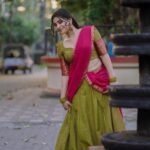 Malavika Sreenath Instagram – Dance like you’re in a Tamil movie 🌝 
Ft. My dreamy long hair and half saree🤌🏻💛🪷🫧

Styled by @amritha_lakshmi___ @styledby_al_ 
Shot and edited @muzammilmooza 
Outfit @pranatistyles 
MUA @exocticmakeover 

#dancereels #tamil #tamilsong #dancechallenge #dhawani #halfsaree #dancechoreography